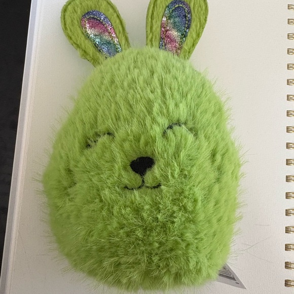Green Fuzzy Furry Rainbow Ear Bunny Plush Toy - Picture 4 of 8